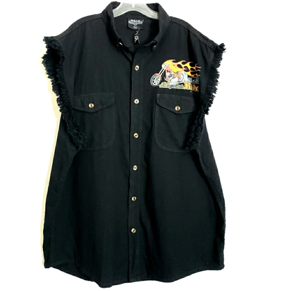 Nwt Sports Gallery Black Fringe Sleeveless Shirt